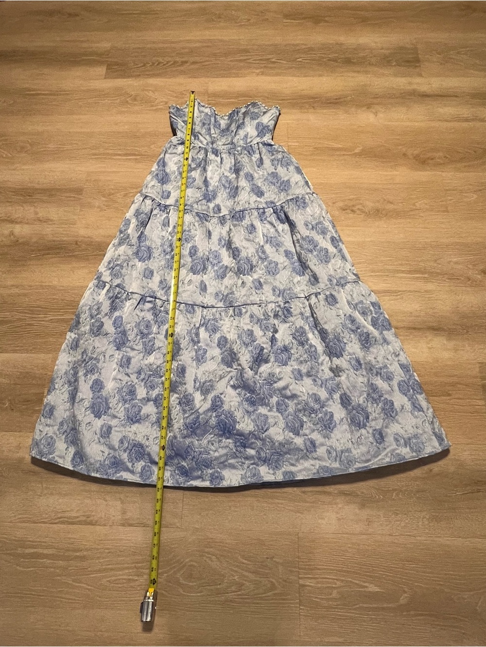 NWT Beautiful Altar'd State Skye Blue Jacquard Floral Maxi Dress Size Medium - Picture 8 of 15